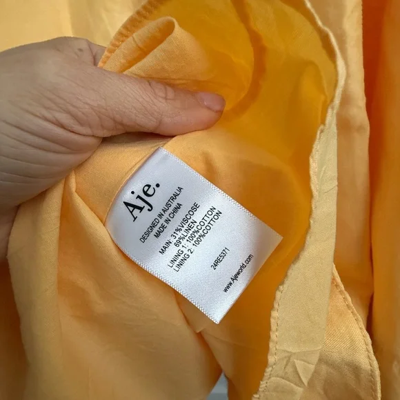 Aje Shallows Linen Blend Strapless Maxi Dress Marigold Butter Yellow - Picture 7 of 9